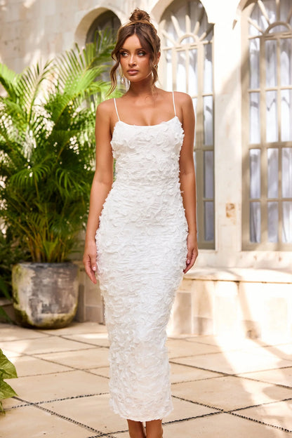 Petal Trace Midi Dress - White