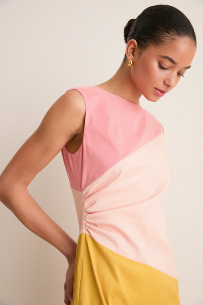 Sorbet Colorblock Stretch Taffeta Gigi Mini Dress