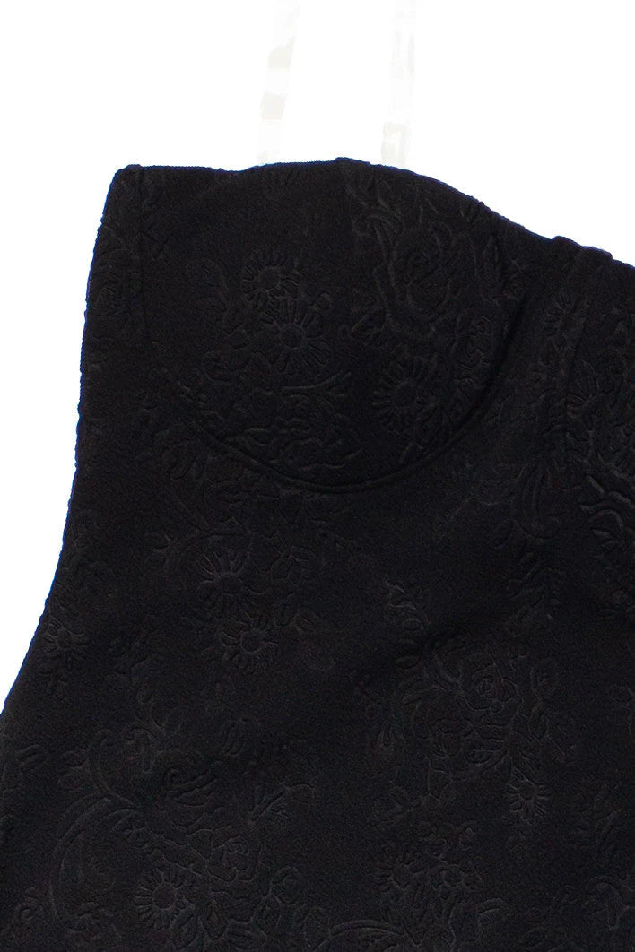 Black Jacquard Bustier Clear Straps Mini Dress