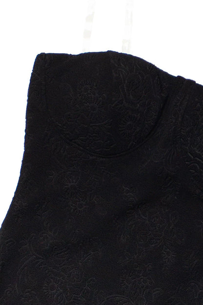 Black Jacquard Bustier Clear Straps Mini Dress