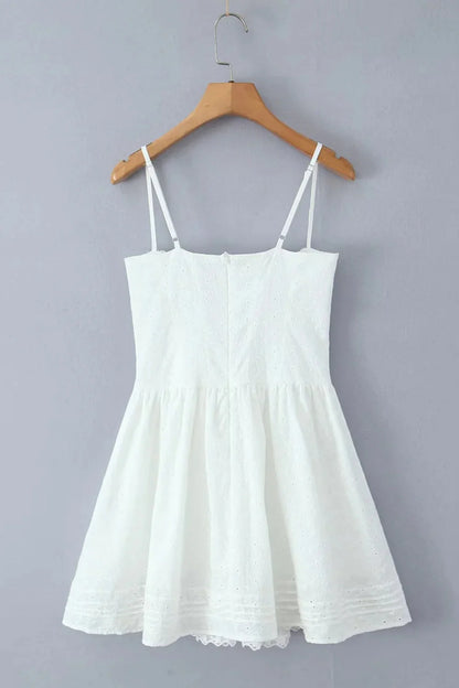 White Spaghetti Strap Bow Lace Party Skirt