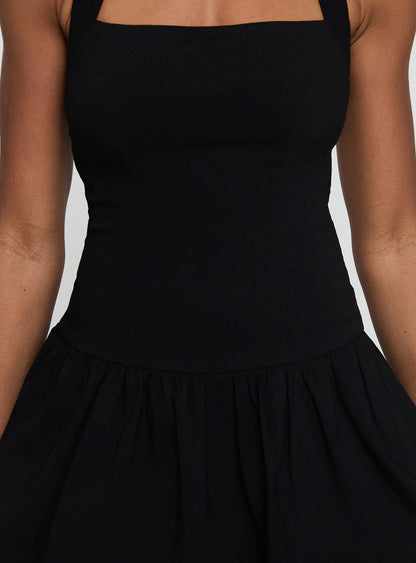 Gigli Bubble Hem Mini Dress Black Tall