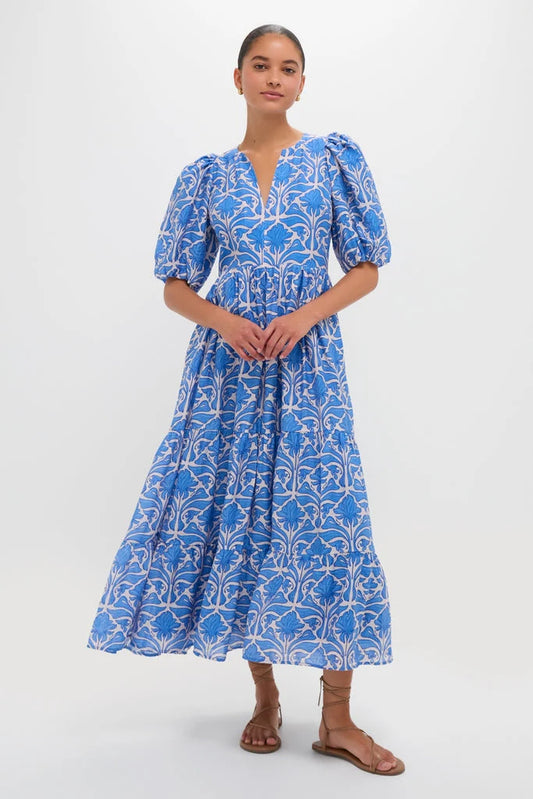 Blue Geo Floral Cara Maxi Dress