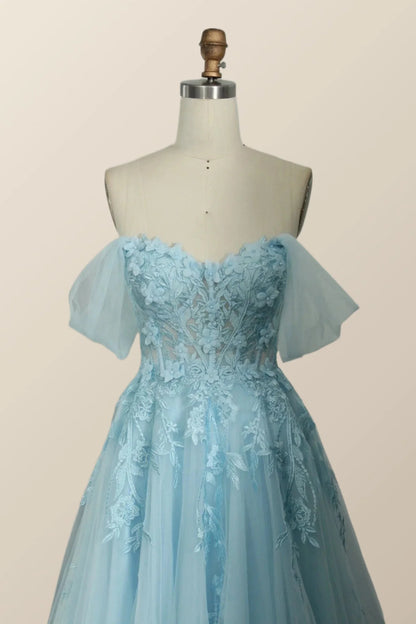 Yellow Floral Embroidery Strapless A-line Formal Dress