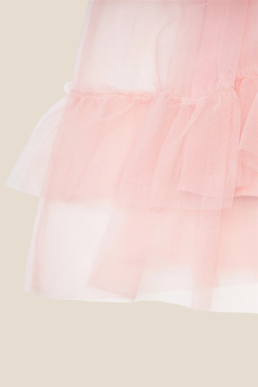 V-neck Blue Ruffle Tiered A-line Long Dress