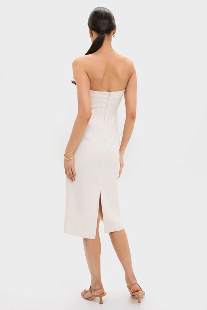 Ivory Calle Palmas Embroidered Midi Dress