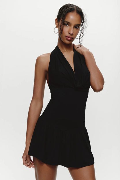 Bowery Cowl Neck Mini Dress - Black