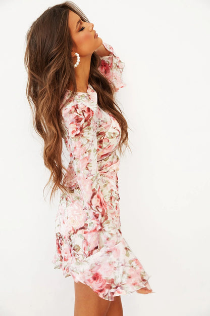 Swerve Mini Dress - Beige Multi