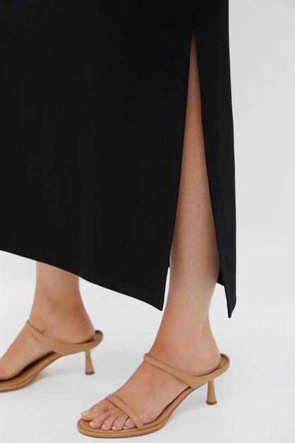 Black Flutter Sleeve Miko Dress