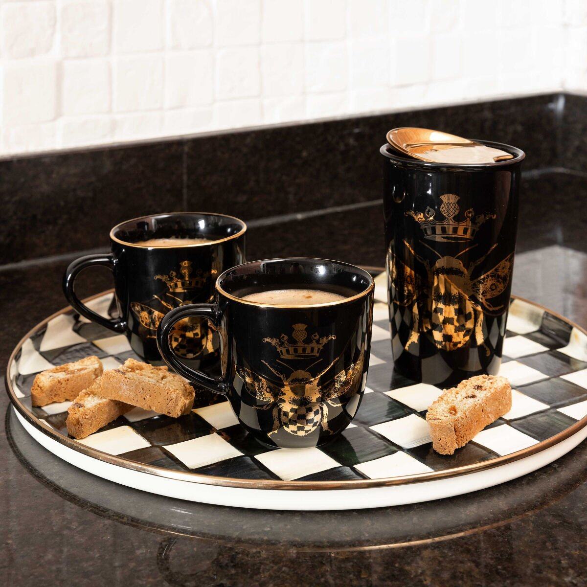 Courtly Check Enamel Round Tray