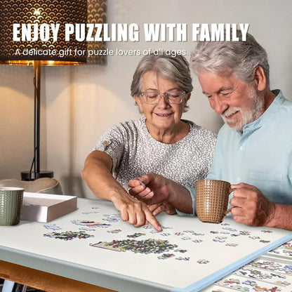 Rotating Puzzle Board with Drawers and Cover,Tilt&Lazy Susan
