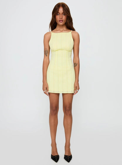 I Know Places Mini Dress Lemon