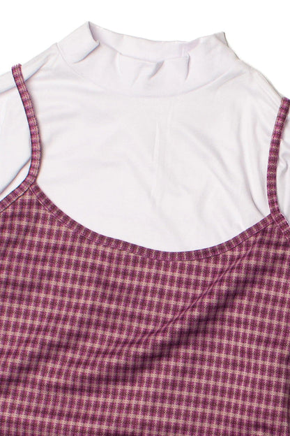 2 Piece Plaid Mini Dress With Long Sleeve Tee