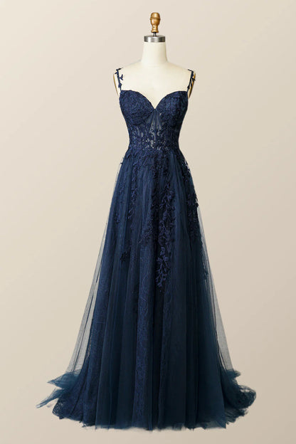 Hot Pink Lace Appliques A-line Long Formal Gown