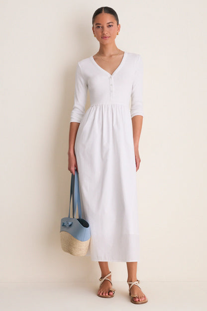 White Mixed Media Lizzie Dress