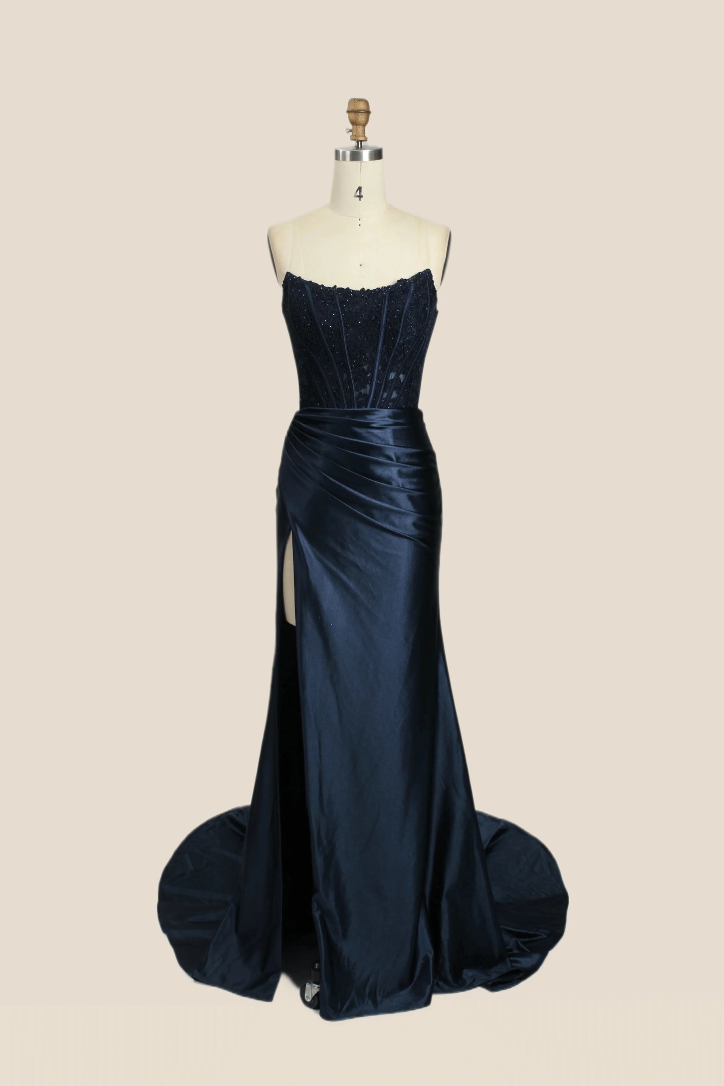 Strapless Fuchsia Lace Mermaid Formal Dress