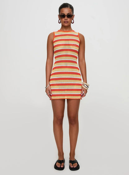Oxygen Mini Dress Orange Stripe