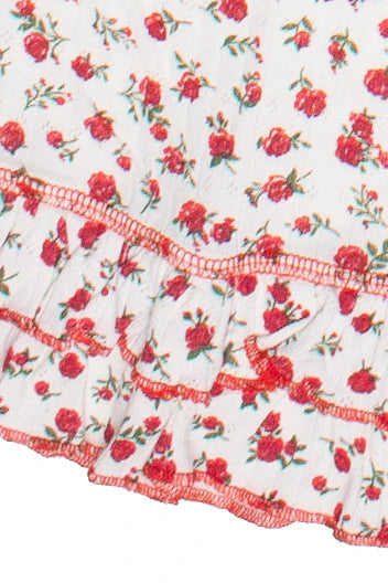 Pointelle Lace Trim Floral Dress