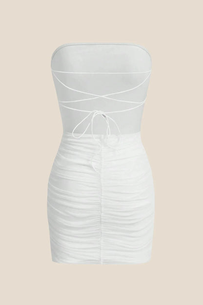 Strapless Red Bodycon Lace-up Short Dress