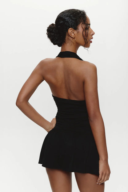 Bowery Cowl Neck Mini Dress - Black
