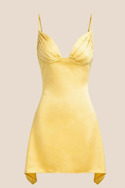 V Neck Blue Satin Short Homecoming Dress