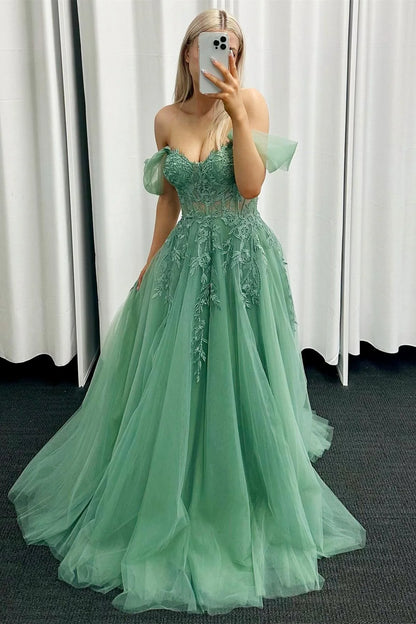 Yellow Floral Embroidery Strapless A-line Formal Dress