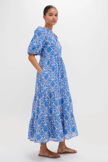 Blue Geo Floral Cara Maxi Dress