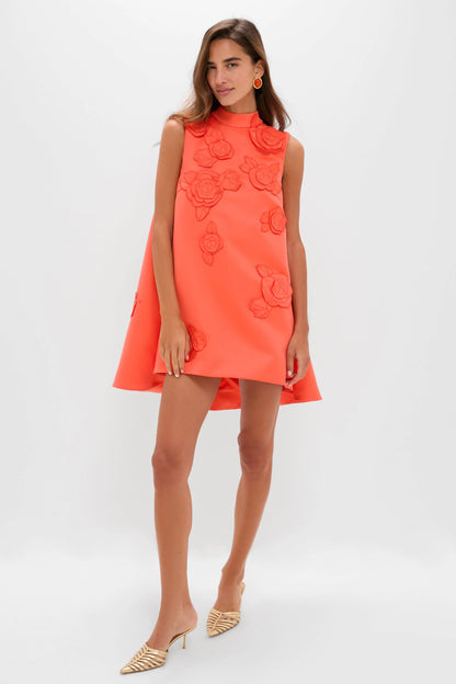 Saffron Fallon Applique Floral Mini Dress