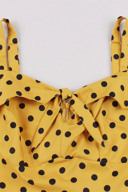 Yellow and Black Polk Dots Swing Dress