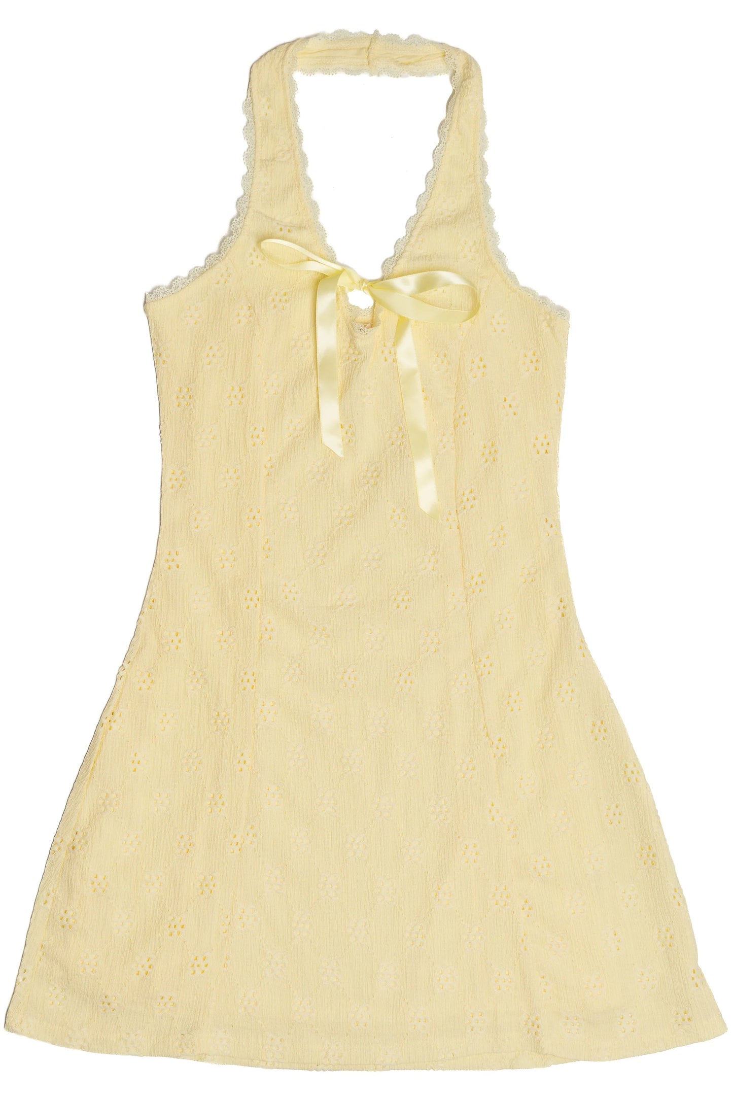 Satin Bow Halter Neck Mini Dress