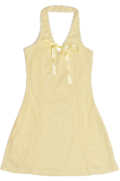 Satin Bow Halter Neck Mini Dress