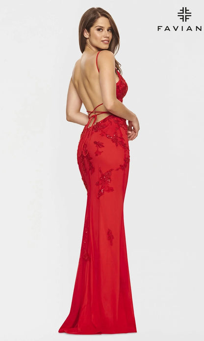 Faviana Long Open-Back Light Pink Prom Gown