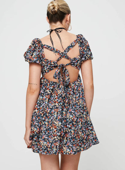 Let's Dance Mini Dress Black Floral