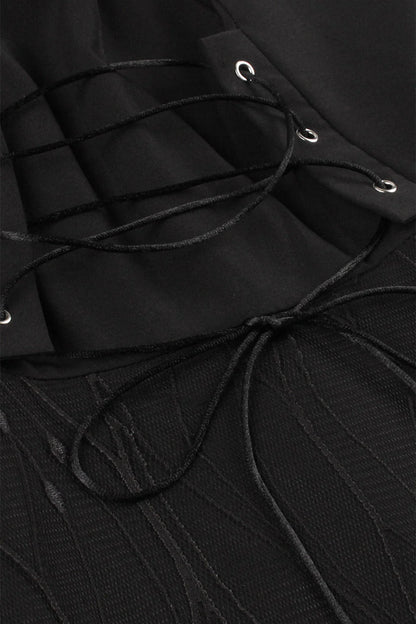 Lace-Up Black Witch Dress for Halloween