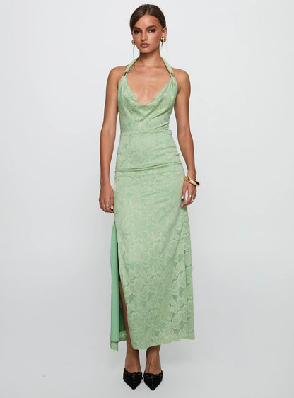 Starfall Halter Maxi Dress Sage