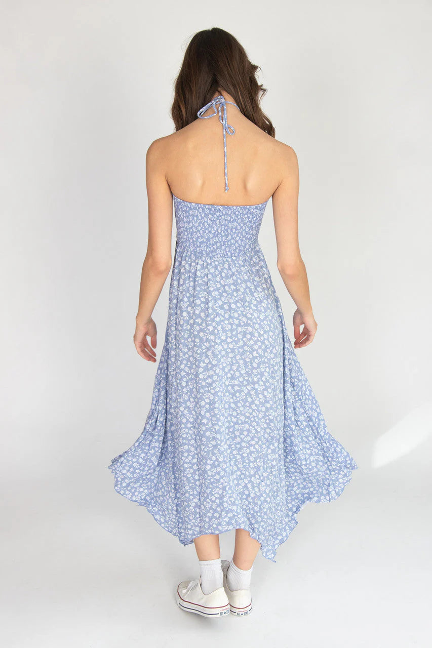 Floral Smocked Hanky Hem Dress