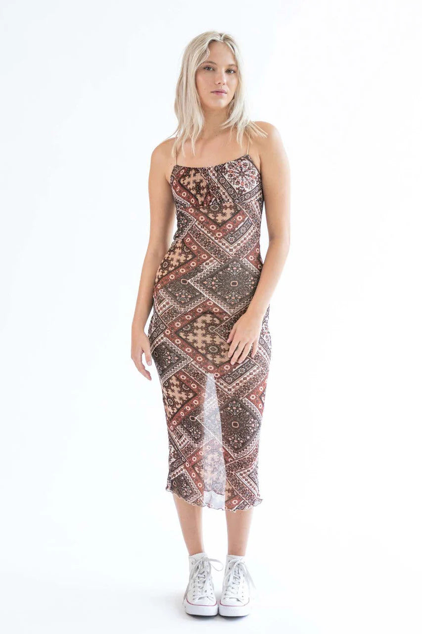 Mesh Dark Patchwork Maxi Dress