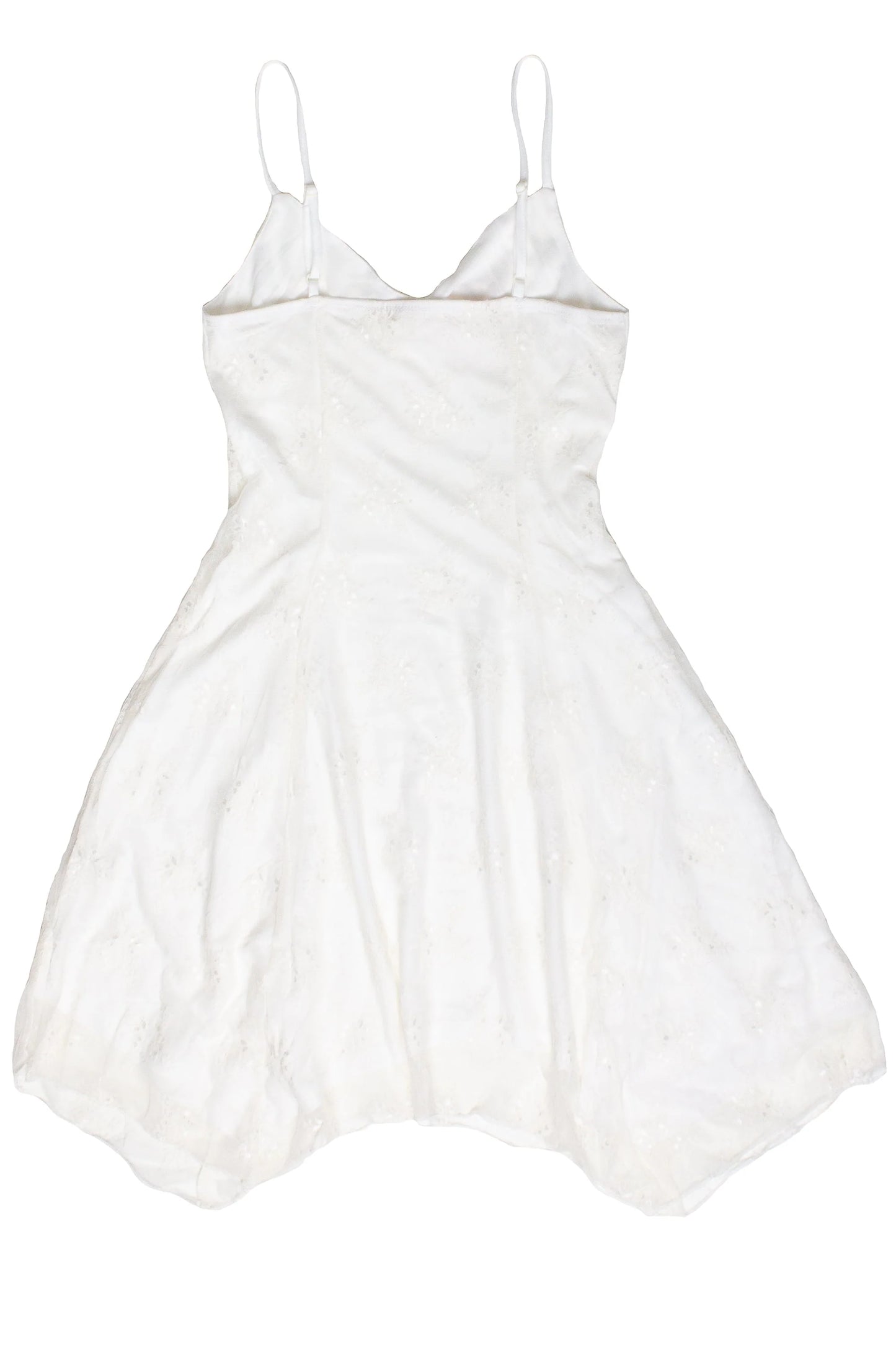 Floral Mesh Lace Hanky Hem Mini Dress