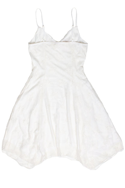 Floral Mesh Lace Hanky Hem Mini Dress
