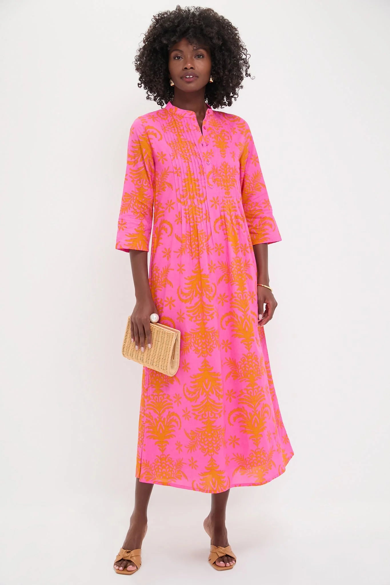 Pink Palm Woodruff Embroidered Dress