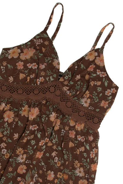 Brown Crochet Waistband Mini Dress