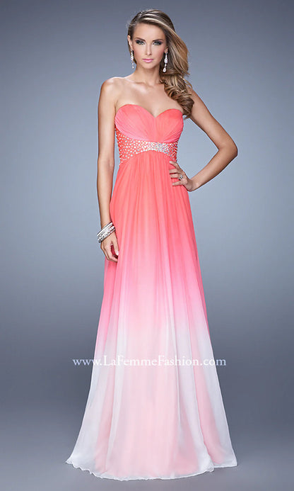 La Femme Strapless A-Line Prom Dress with Beads