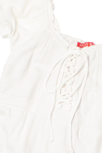 White Lace Up Milkmaid Maxi Dress