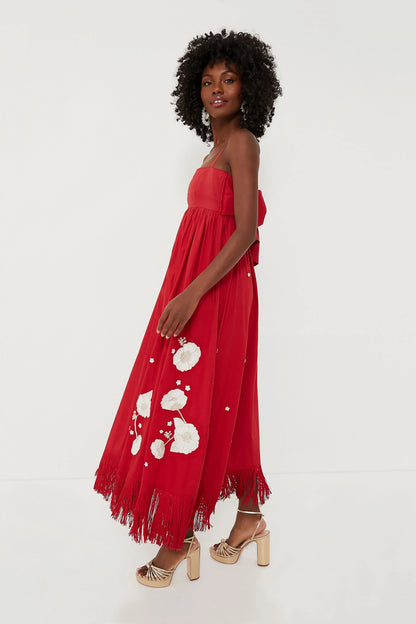 Venetian Red with Embroidery Gavin Midi Dress
