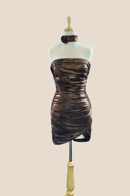 Strapless Purple Ruched Bodycon Short Dress