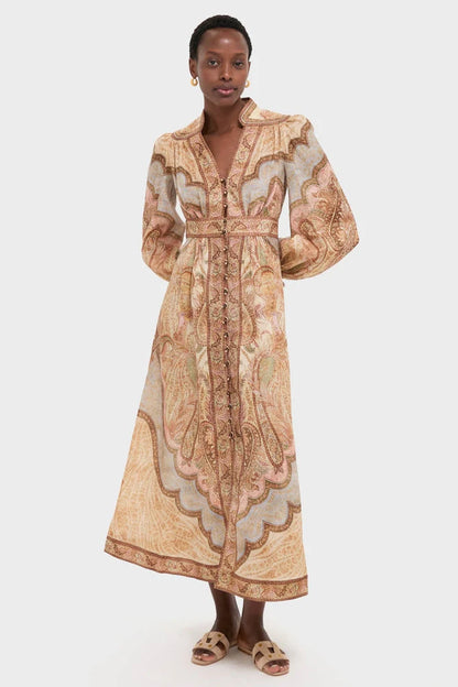 Tapestry Multi Wanderlust Plunge Midi Dress