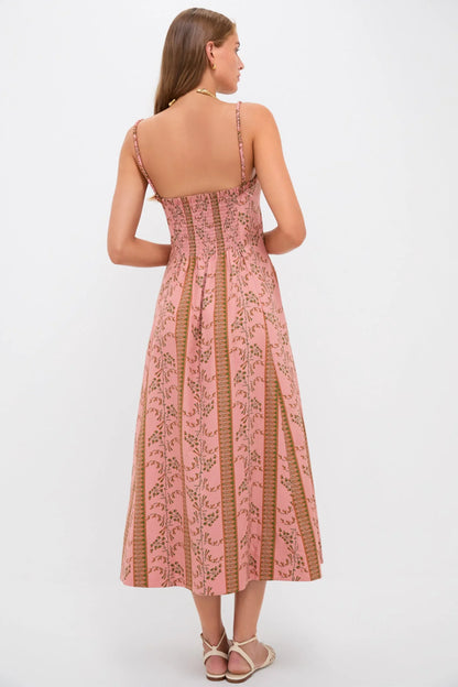 Rust Dandelion Floral Stripe Maisie Dress