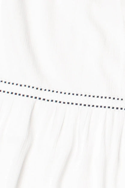 Embroidered Detail Gauze Tiered Maxi Dress