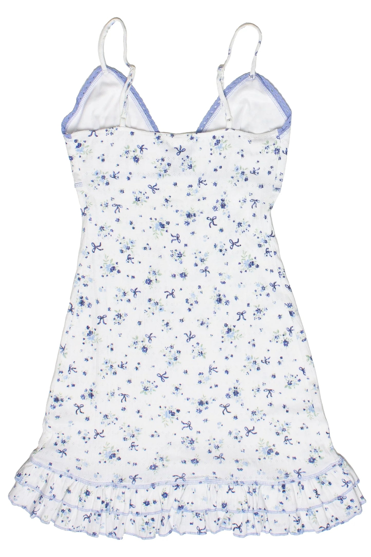 Pointelle Lace Trim Floral Dress