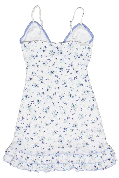 Pointelle Lace Trim Floral Dress